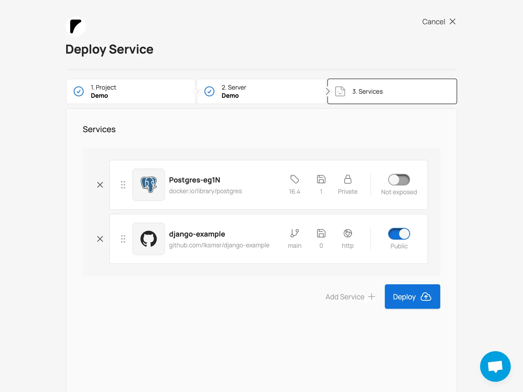 Postgres and Django services on Sliplane